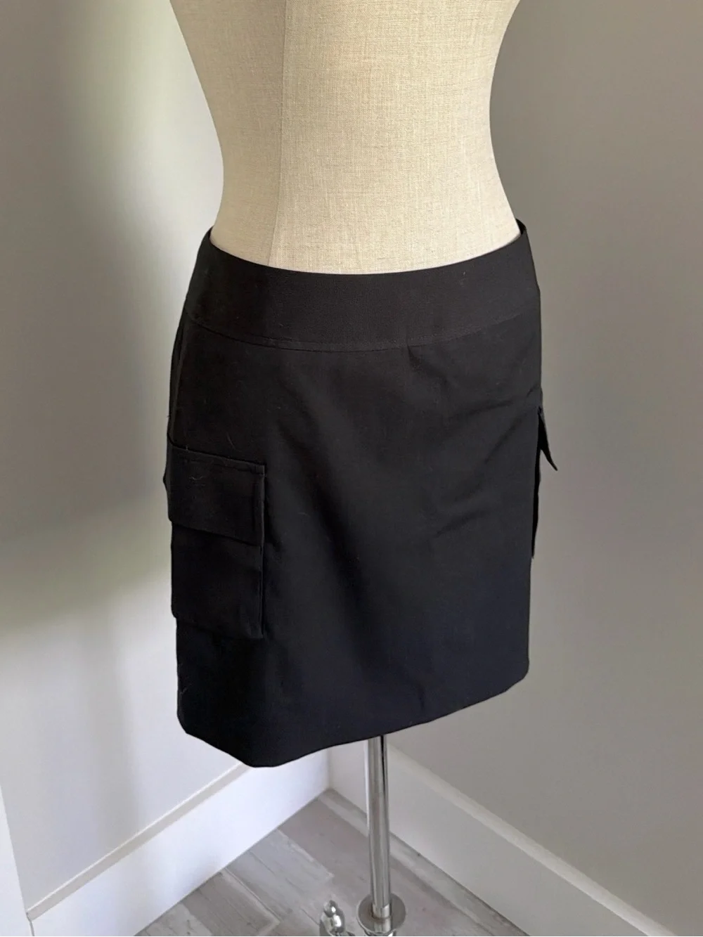 Calvin Klein Black Cargo Pocket Straight Pencil Skirt Pockets Zip, 2